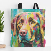 Schokolade Labrador Portrait Farbenfrohe Abstrakte Tasche