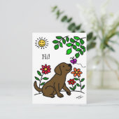 Schokolade Labrador Postkarte (Stehend Vorderseite)