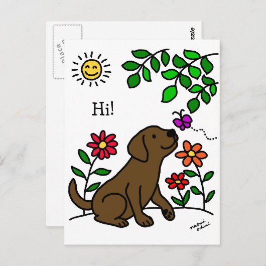 Schokolade Labrador Postkarte (Vorne/Hinten)