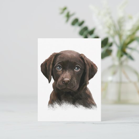 Schokolade Labrador Postkarte (Stehend Vorderseite)