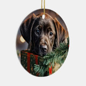 Schokolade Labrador Puppy Christmas Keramik Ornament (Rechts)