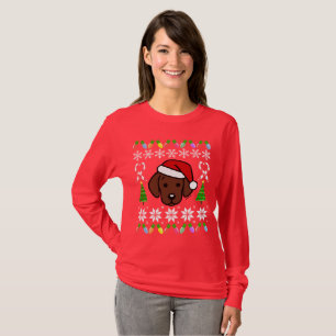 Schokolade Labrador Puppy Christmas Pattern T-Shirt