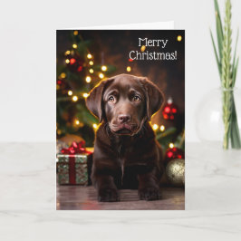 Schokolade Labrador Puppy Dodge Weihnachtskarte Karte