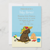 Schokolade Labrador Puppy-Strohhalm Kinderdusche Einladung (Vorderseite)