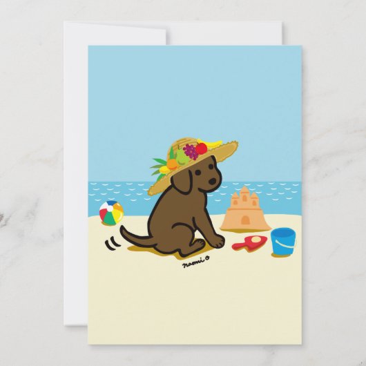 Schokolade Labrador Puppy-Strohhalm Kinderdusche Einladung (Rückseite)