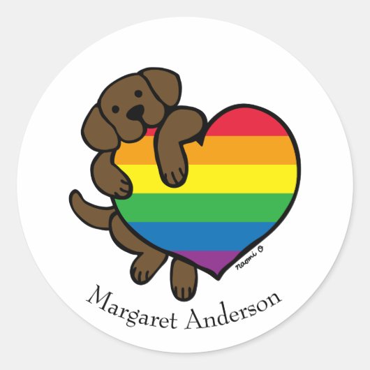 Schokolade Labrador Rainbow Pride Runder Aufkleber (Vorderseite)