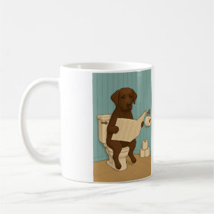 Schokolade Labrador Reading Newspapier auf der Toi Kaffeetasse