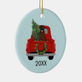 Schokolade Labrador Red Christmas Truck Keramik Ornament (Rechts)