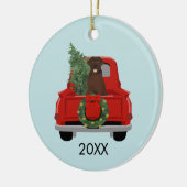 Schokolade Labrador Red Christmas Truck Keramik Ornament (Links)