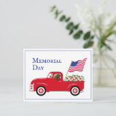 Schokolade Labrador Red Truck Memorial Day Grenze Postkarte (Stehend Vorderseite)
