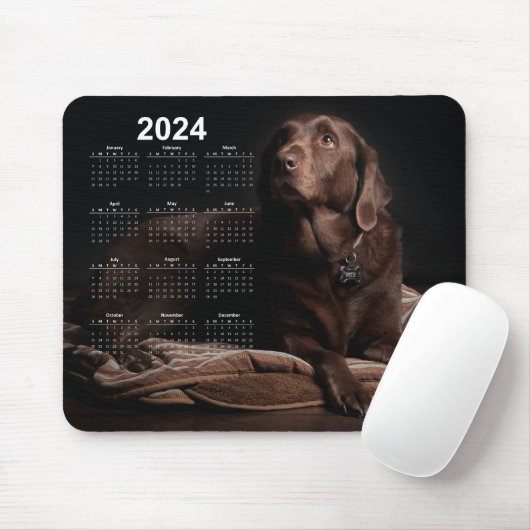 Schokolade Labrador Retriever 2024 Kalender Mousepad (Mit Mouse)