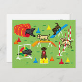 Schokolade Labrador Retriever Agility Cartoon Postkarte (Vorne/Hinten)