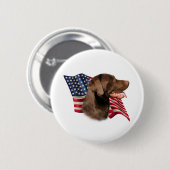 Schokolade Labrador Retriever American Flag Button (Vorne & Hinten)