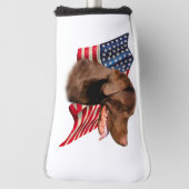 Schokolade Labrador Retriever American Flag Golf Headcover (Rotieren 90)