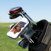 Schokolade Labrador Retriever American Flag Golf Headcover (In Situ)