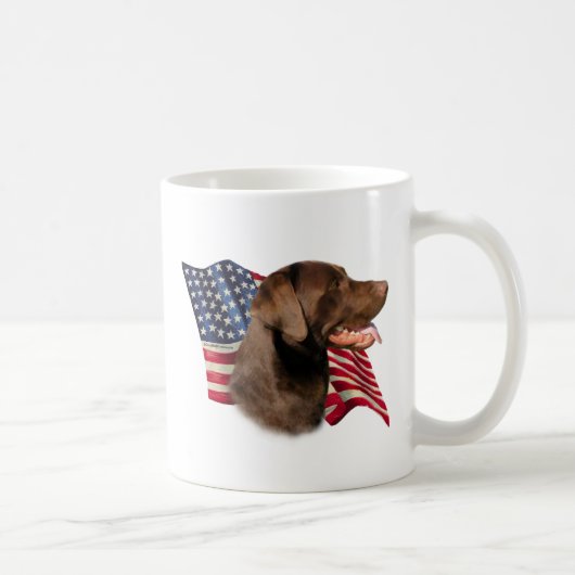 Schokolade Labrador Retriever American Flag Kaffeetasse (Rechts)