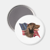 Schokolade Labrador Retriever American Flag Magnet (Vorderseite/Rückseite)