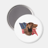 Schokolade Labrador Retriever American Flag Magnet (Vorderseite/Rückseite)