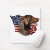 Schokolade Labrador Retriever American Flag Mousepad (Mit Mouse)