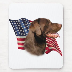 Schokolade Labrador Retriever American Flag Mousepad