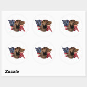 Schokolade Labrador Retriever American Flag Runder Aufkleber (Blatt)