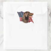 Schokolade Labrador Retriever American Flag Runder Aufkleber (Tasche)