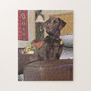 Schokolade Labrador Retriever auf dem Stuhl Puzzle