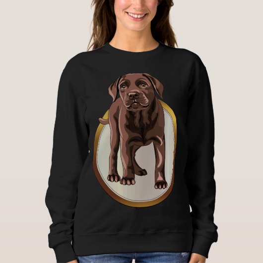 Schokolade Labrador Retriever auf einer weißen Gol Sweatshirt (Vorderseite)