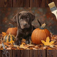 Schokolade Labrador Retriever Autumn Decoupage