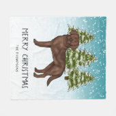 Schokolade Labrador Retriever Blue Snowy Weihnacht Fleecedecke (Vorderseite (Horizontal))