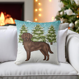 Schokolade Labrador Retriever Blue Winter Christma Kissen