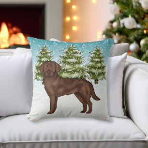 Schokolade Labrador Retriever Blue Winter Christma Kissen