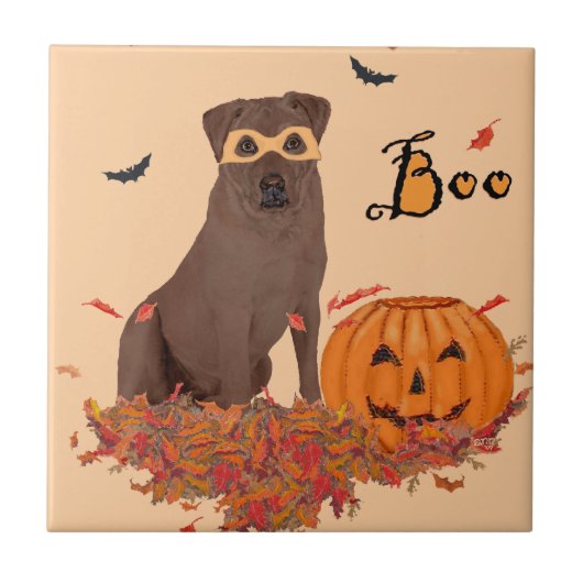 Schokolade Labrador Retriever Boo! Fliese (Vorderseite)