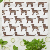 Schokolade Labrador Retriever Cartoon Dog Muster Geschirrtuch (Gefaltet)