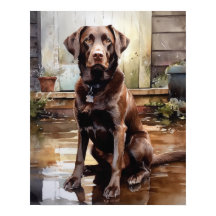 Schokolade Labrador Retriever Dog Art Print Poster
