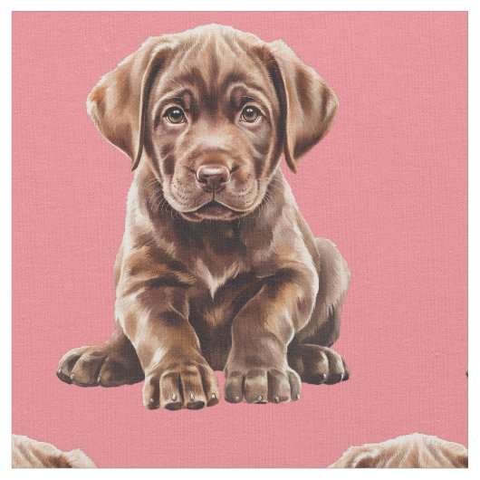Schokolade Labrador Retriever Dog Fabric Stoff (Nahaufnahme)