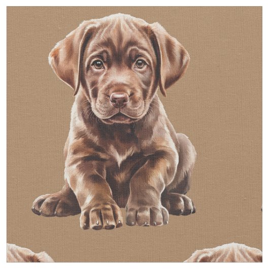 Schokolade Labrador Retriever Dog Fabric Stoff (Nahaufnahme)