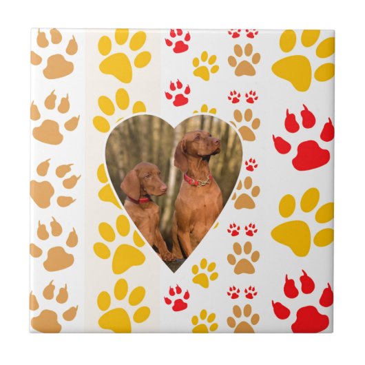 Schokolade Labrador Retriever Dog Hearts Paw Print Fliese (Vorderseite)
