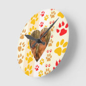 Schokolade Labrador Retriever Dog Hearts Paw Print Runde Wanduhr (Winkel)