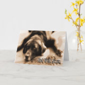 Schokolade Labrador Retriever Dog Karte (Gelbe Blume)