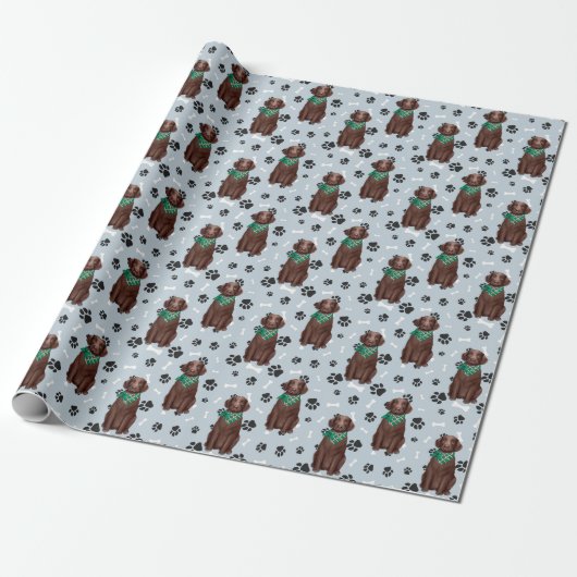 Schokolade Labrador Retriever Dog Paw Print Geschenkpapier (Ungerollt)
