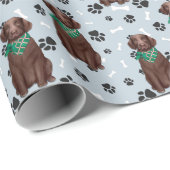 Schokolade Labrador Retriever Dog Paw Print Geschenkpapier (Rolleneckpunkt)