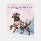 Schokolade Labrador Retriever Dog Pink Weihnachten Fleecedecke (Vorderseite)