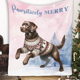 Schokolade Labrador Retriever Dog Pink Weihnachten Fleecedecke