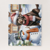 Schokolade Labrador Retriever Dog Snowman Puppy Puzzle (Vertikal)