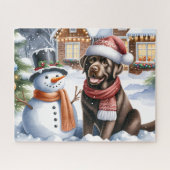 Schokolade Labrador Retriever Dog Snowman Puppy Puzzle (Horizontal)
