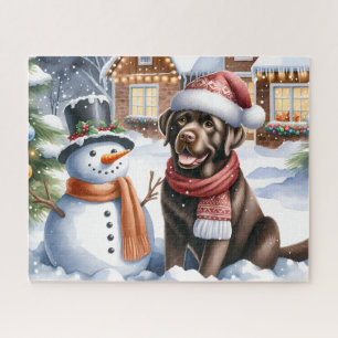 Schokolade Labrador Retriever Dog Snowman Puppy Puzzle