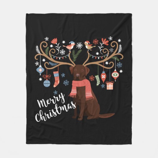 Schokolade Labrador Retriever Dog Weihnachten Fleecedecke (Vorderseite)