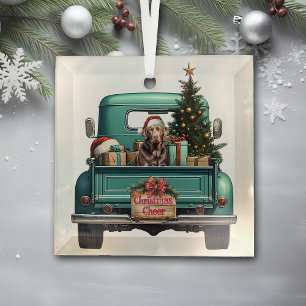 Schokolade Labrador Retriever Farm Truck Weihnacht Ornament Aus Glas