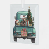 Schokolade Labrador Retriever Farm Truck Weihnacht Ornament Aus Glas (Vorderseite links)